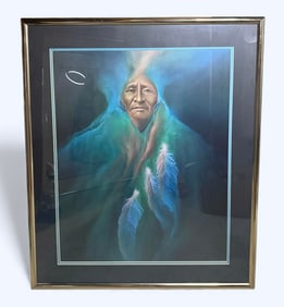 Frank Howell Hand-Signed Lithograph "Blue Feathers" RARE Gallery Print '81 Breckenridge Colorado