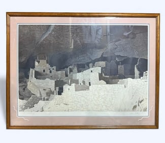 Stephen McMillan "Cliff Dwellings" 1981 Limited Edition 120/175 Aquatint Etching on Heavy Paper