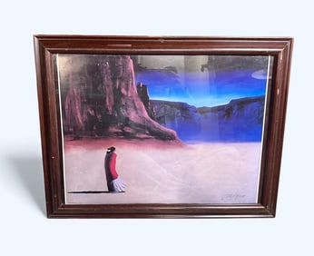 RC Gorman Canyon De Chelly Night 1982 Offset Lithograph Hand-Signed by Artist