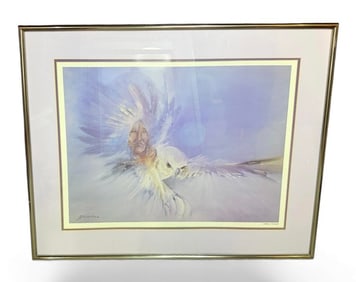 Bert D Seabourn Indian "Secrets of the Night" Lithograph Hand-signed by artist Professionally Framed