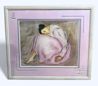 Rudolph Carl Gorman 1981 "Lady Snoozing" Lithograph Museum Quality Matting & Specialty Framing
