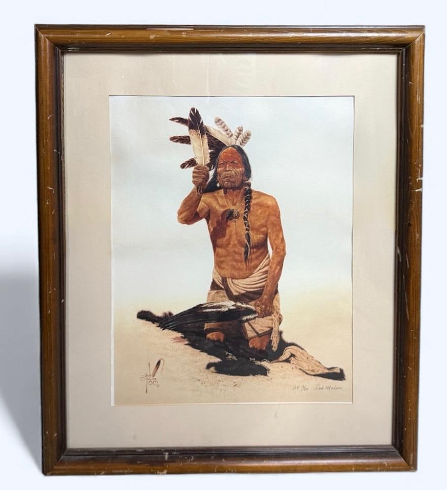 Bob Moline 16/20 "Medicine Feather" Limited Edition Lithograph Hand-Signed by Artist (1 of 7)