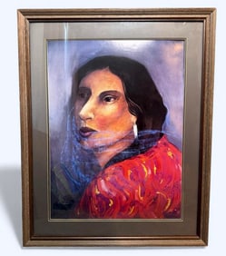 Miguel Martinez "Penasco Woman" 1983 Lithograph Professionally Framed Genuine Wood Frame