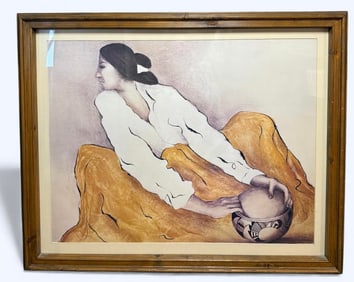 RC Gorman "Pottery Keeper" Print Professionally Matted & Framed Genuine Wood Frame