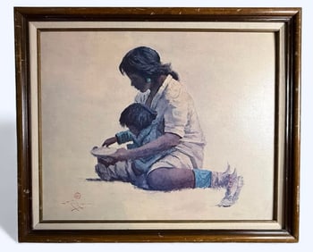 Eustace Ziegler "Doxie and Basil" Print with Genuine Wood Frame, Native American Art