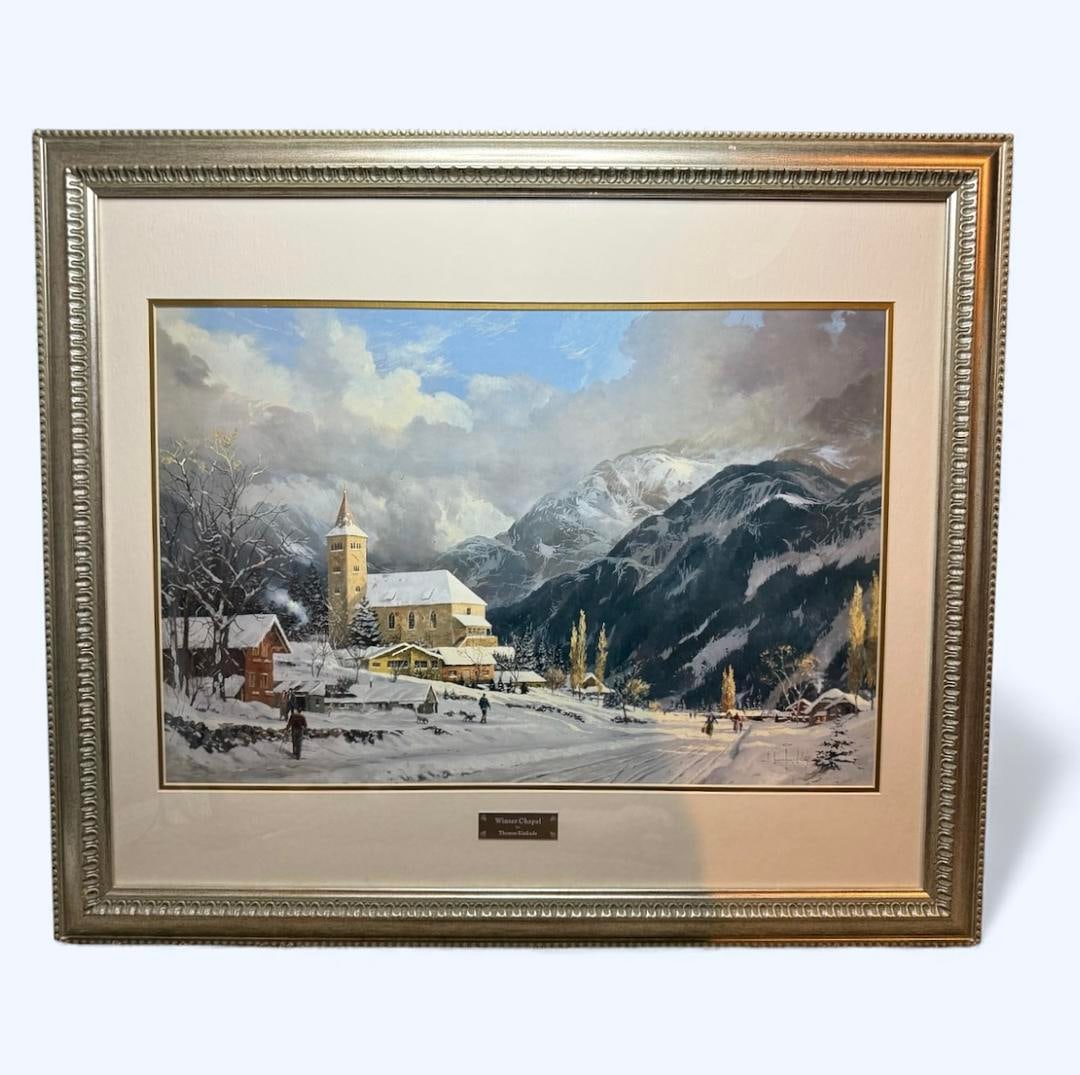 "Winter Chapel" By Thomas Kinkade Offset Lithograph Limited Edition COA Professionally Framed (1 of 8)