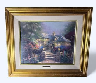 "Hollyhock House" Flower Cottages By Thomas Kinkade Limited Edition Gallery Proof Stretched Canvas