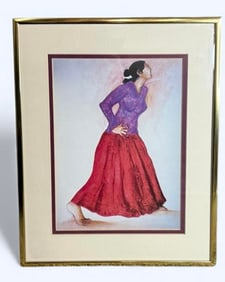 RC Gorman "Barefoot Southwestern Woman" 1985 Print Professionally Framed & Double Matted