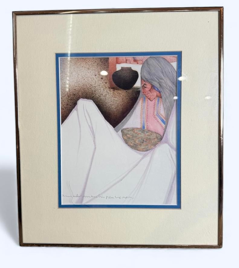 Amado M. Peña Jr. "Por La Ventana" Lithograph Hand Signed By Artist Professionally Matted & Framed (1 of 6)