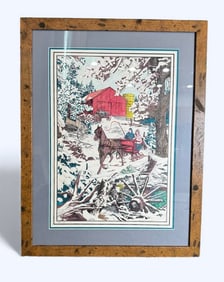 DN Meck 64943 "Winter" Currier & Ives Likeness Marker & Pen Medium Signed by Artist