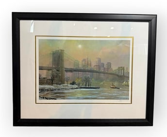 Alexander Chen "Brooklyn Bridge In Winter" Limited Ed Seriolithograph NYC 419/2250 Signed By Artist