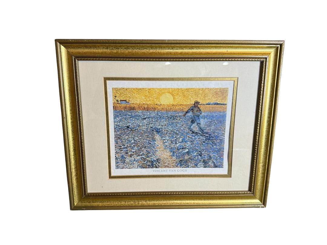 Vincent Van Gogh "Sower" 1888 Lithograph Print Professionally Framed & Matted (1 of 6)