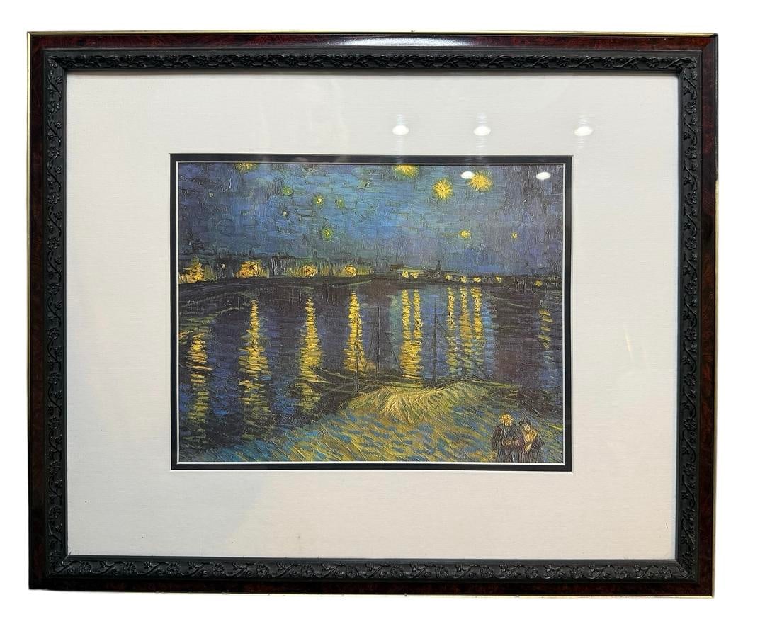 Vincent Van Gogh "Starry Night" Lithograph Print Professionally Double Matted & Framed (1 of 7)