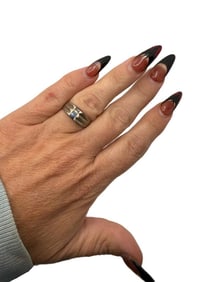 Sterling Silver 925 & Onyx Ring Maker Mark TM-168 MEXICO; SIZE 7.5; 5 GRAMS