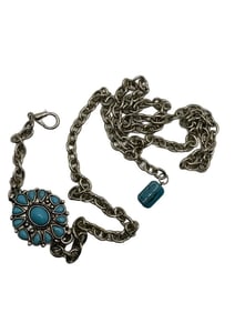 Mini Woman's Conch Faux Western Turquoise Chain Belt 42"; Fashion Accessories