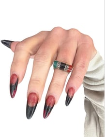 Vintage Onyx, Carnelian & Green Agate Sterling Silver Women's Ring SIZE 6