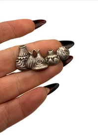 Southwestern Native American Sterling Silver Pueblo Pottery Brooch Pin S.T.C.