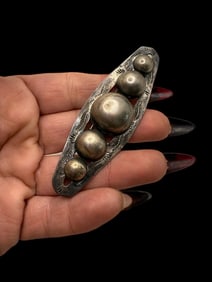 Navajo Vintage Sterling Silver Fred Harvey Era Domed Stamped Silver Bar Pin/Brooch Native American