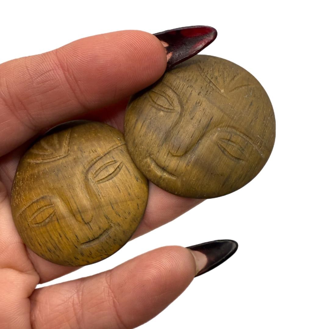 Vintage Stephen Dweck Earrings Sterling Silver Mother of Pearl and Tiger Eye Wood 1.75": 41 Vintage Stephen Dweck Earrings Sterling Silver 925 Mother of Pearl and Tiger Eye Wood 1.75" across 39 GRAMS; VALUE $3500, Very Heavy and well made