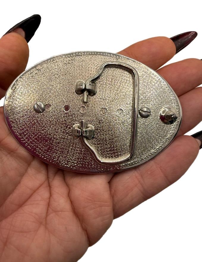 Vintage Oval Belt Buckle With Morgan Dollar Sterling Silver Buckle Western Cut out Coin - 3