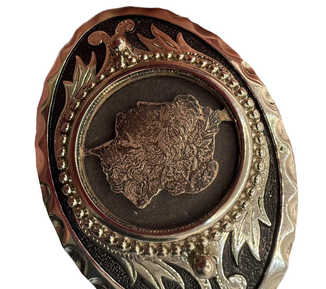 Vintage Oval Belt Buckle With Morgan Dollar Sterling Silver Buckle Western Cut out Coin - 4