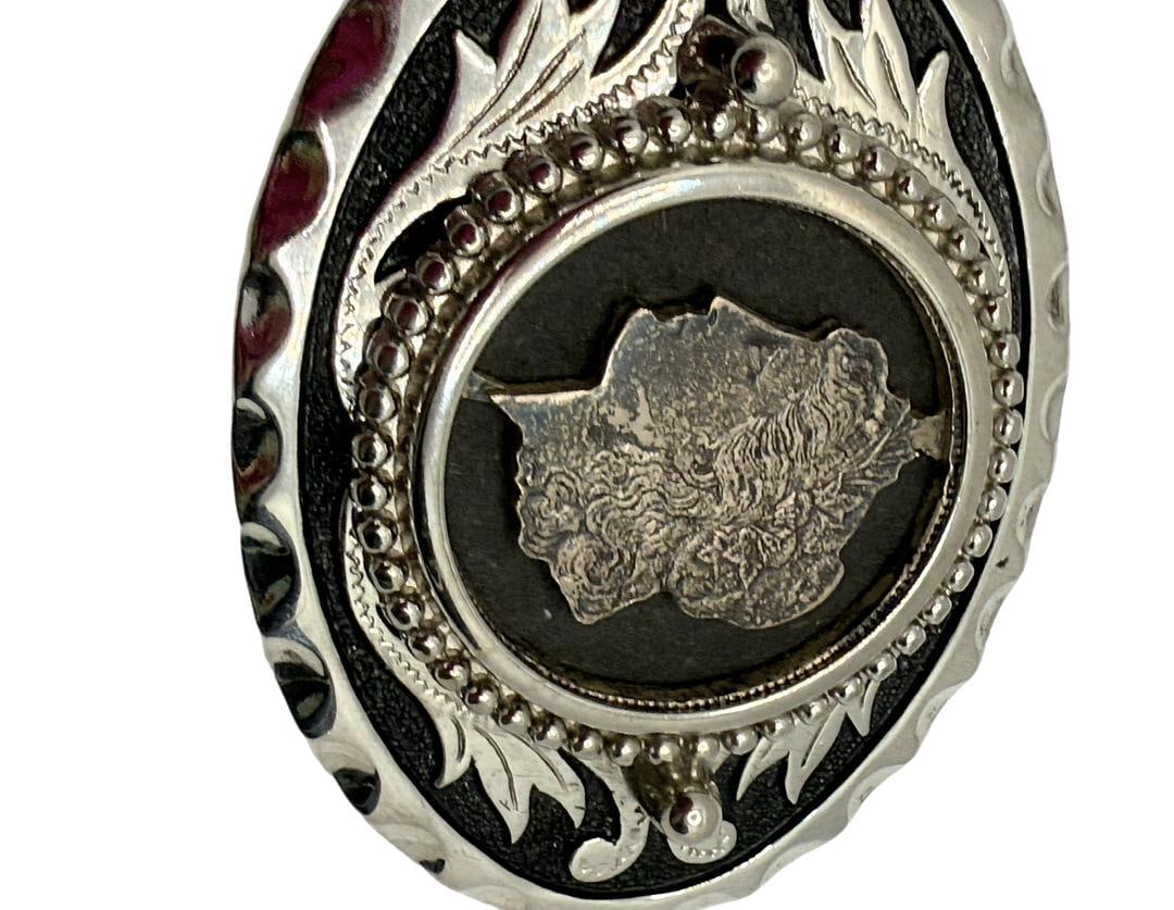 Vintage Oval Belt Buckle With Morgan Dollar Sterling Silver Buckle Western Cut out Coin - 8