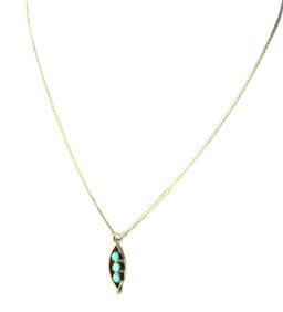 Vintage D E Dishta Zuni Sterling Silver & Turquoise Pendant 18cm with 18" Box Chain