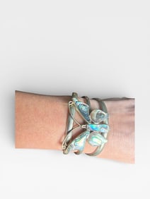 Silver Abalone Cuff Butterfly Bracelet Women's Mexico