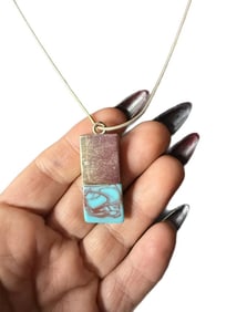 Genuine Sterling Silver Snake Chain Italy 18" with Faux Turquoise and Silver Fashion Pendant