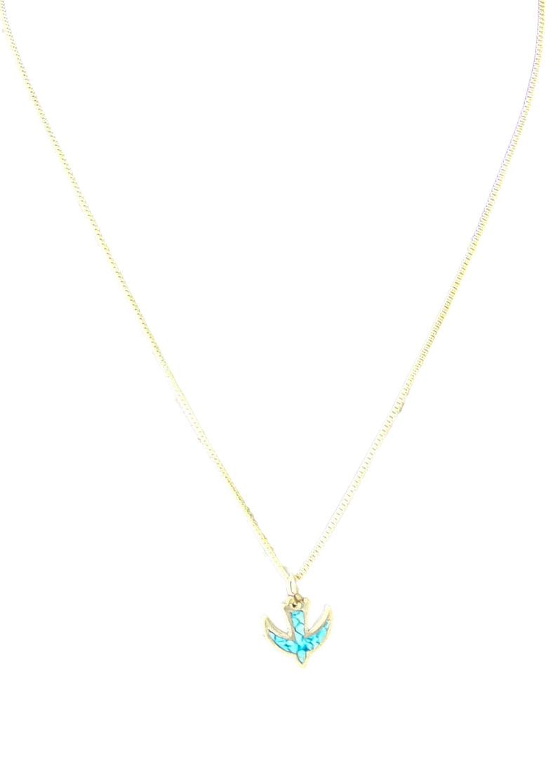 Vintage Sterling Silver & Turquoise Mosaic Navajo Bird Pendant 8cm Necklace on Sterling Box Chain: 68 Vintage Sterling Silver 925 and Turquoise Mosaic Navajo Bird Pendant 8cm Necklace on Sterling Silver 925 Box Chain 18" 4 GRAMS