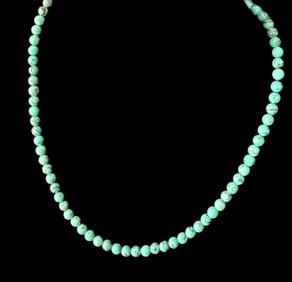 20" Antique Rare Native American Navajo Blue Turquoise Stone Bead Necklace