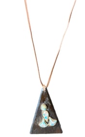 Authentic Vintage 1960s-1970s Handmade Wooden Leather Stone Copper Hippie Jewelry Necklace MCM