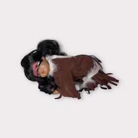 Vintage Native American Porcelain Doll Sleeping Baby Painted Face Girl