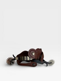 Classic Old West Styles Maker El Paso Texas Pair of Leather and Silver California Style Spurs