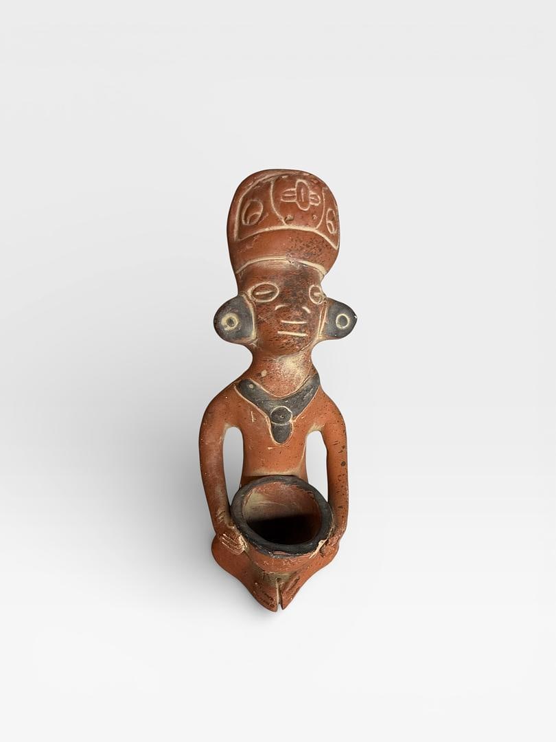 Pre-Columbian Jalisco Mexico Pottery Holding Bowl Clay Statue Sculpture, Likely Copy (1 of 4)