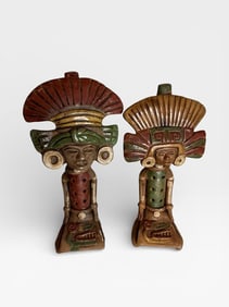 Set of 2 Inca Whistles Mexico Aztec Mayan Clay flutes Folk Art Terracotta Hand made Instruments