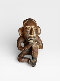 Pre-Columbian Mexico Mayan Pottery Terracotta Historic Artifact Kneeling Man