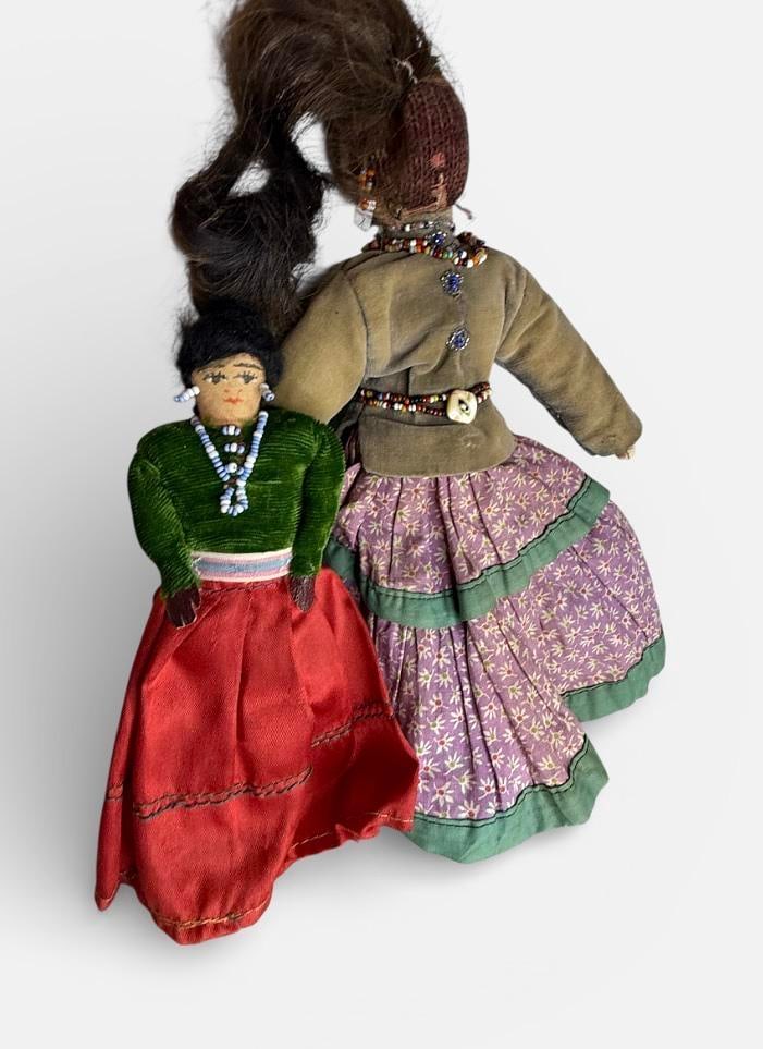 Vintage Handmade Authentic Navajo Childs Dolls Lot of 2 Velvet antique (1 of 8)
