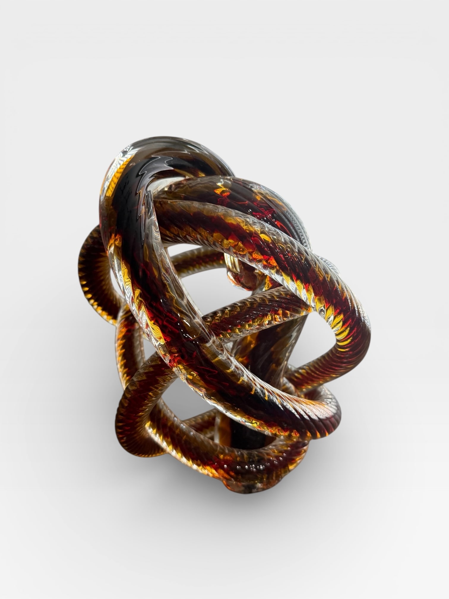 Vintage Oscar Zanetti Murano Twisted Rope Knot Art Glass Sculpture Very Large Marked by Artist (1 of 6)