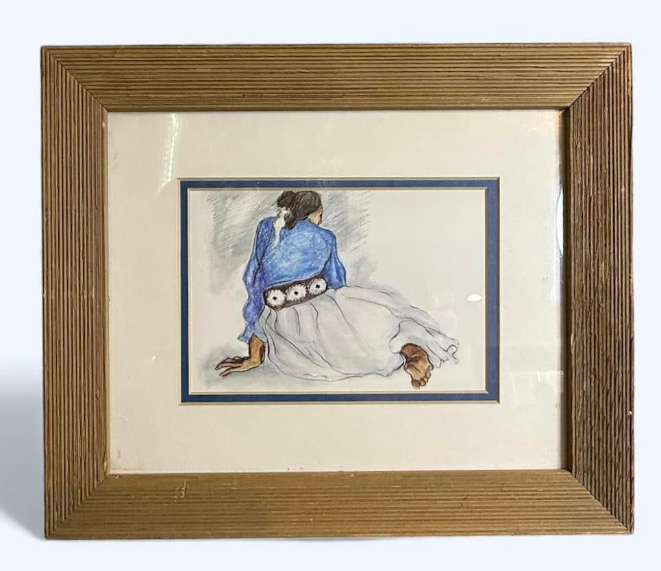 RC Gorman "Woman With Concho Belt" Print Professionally Matted & Framed Genuine Wood Frame (1 of 7)