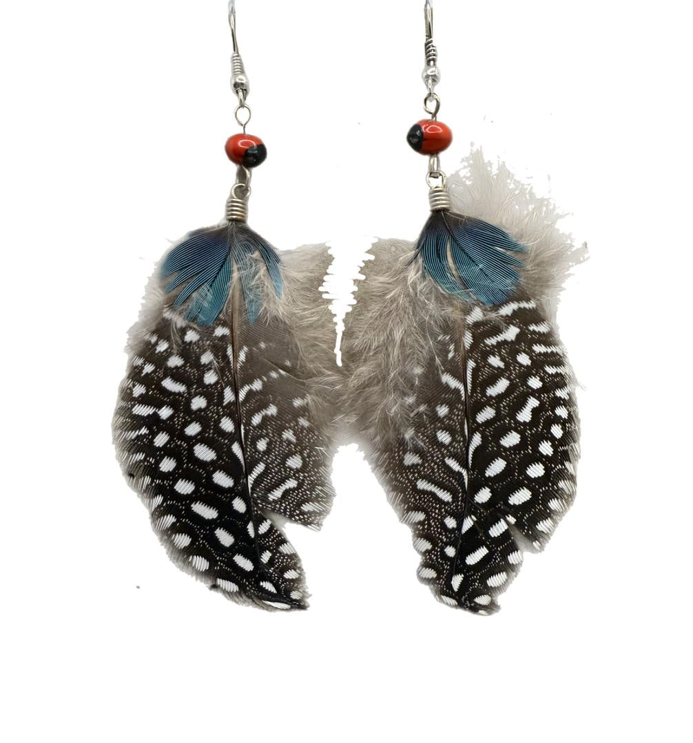 Native American Seed and Pheasant Feather Dangle Earrings (1 of 8)