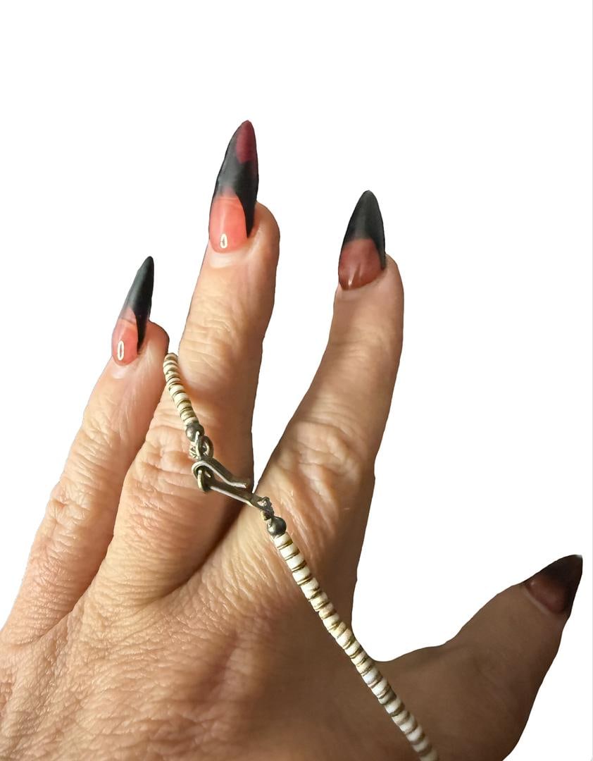 Vintage Native American Navajo Necklace Choker 14" Heishi Shell, Sterling Silver, Turquoise Nugget - 7