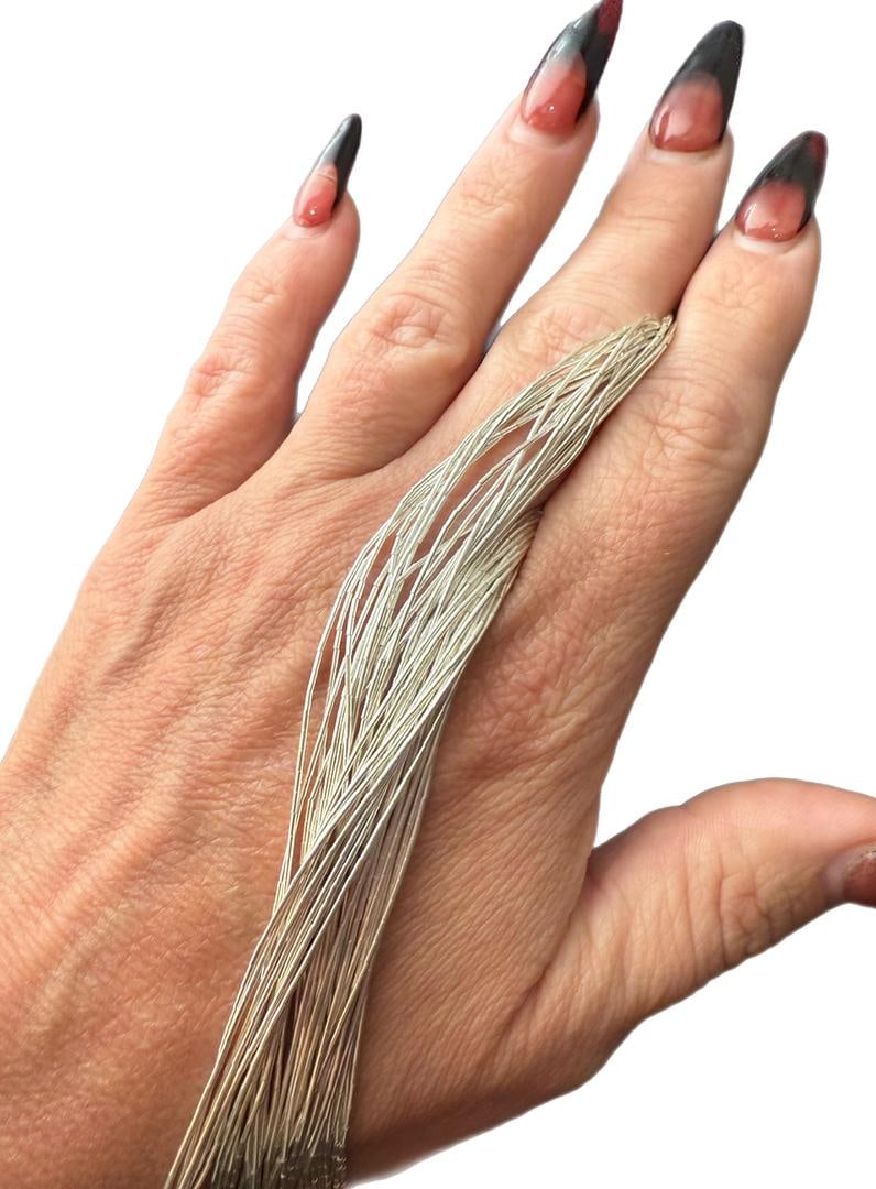 Vintage Authentic Native American Sterling Silver Liquid Silver 20 Strand Graduated Bib Necklace24" - 8