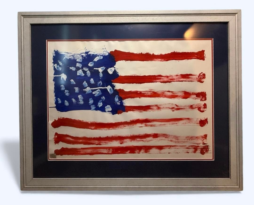 Elephant Artist Painting "American Flag" Thailand Elephant; Artist: Boon Mee, Painting Date 01/05/11 (1 of 7)