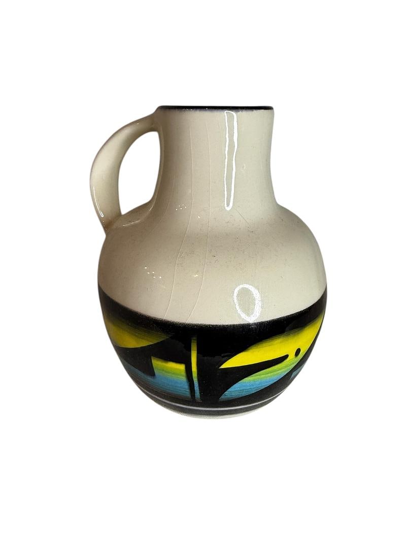 Ute Mountain Pottery Water Pitcher Jug Signed by Artist #36 Ruth Root Yellow, Green, Blue, Brown: 239 Ute Mountain Pottery Water Pitcher Jug Signed by Artist #36 Ruth Root Yellow, Green, Blue, Brown