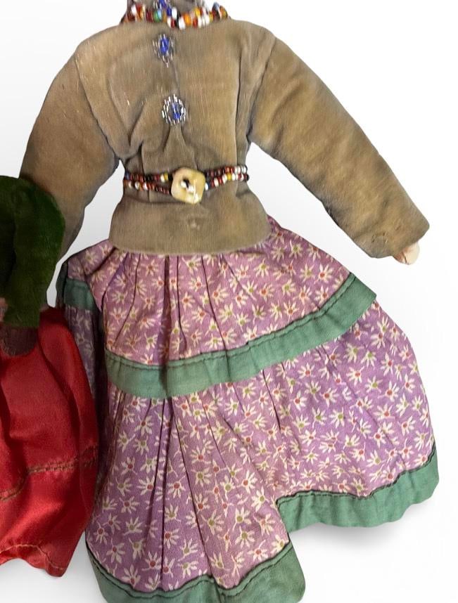 Vintage Handmade Authentic Navajo Childs Dolls Lot of 2 Velvet antique - 3