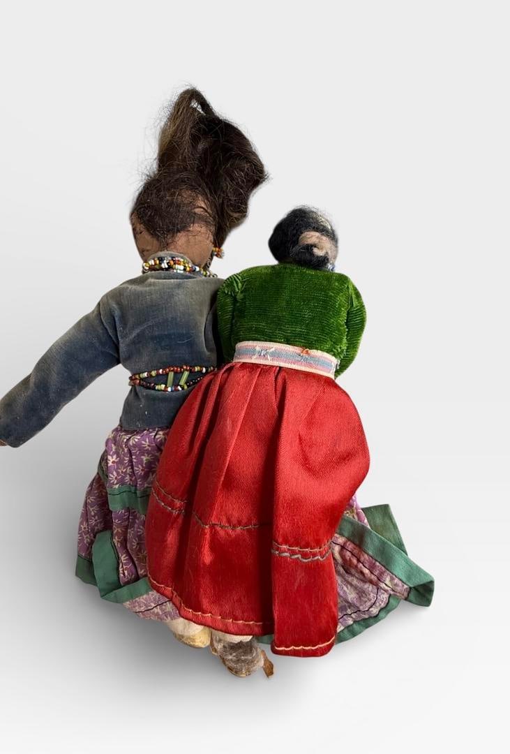 Vintage Handmade Authentic Navajo Childs Dolls Lot of 2 Velvet antique - 5