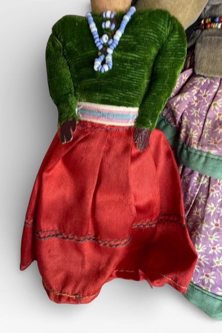 Vintage Handmade Authentic Navajo Childs Dolls Lot of 2 Velvet antique - 7