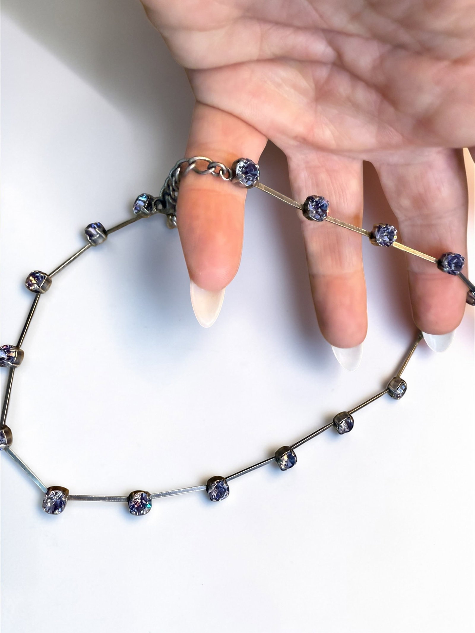 Vintage Petra Kupfer Swarovski Crystal Necklace and Earring Set Purple Crystals 16” Designer: Vintage Petra Kupfer Swarovski Crystal Necklace and Earring Set Purple Crystals 16” Designer Fashion Jewelry Made in Germany