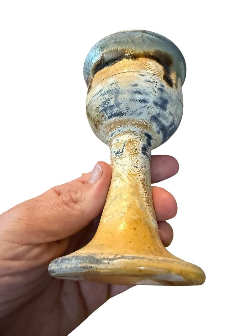 Vintage Saltware Crock Chalice Goblet Stoneware with Drip Glaze Renfair - 6